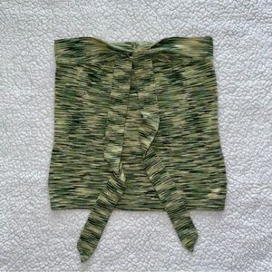 Y2K VTG tube top tie front green Ann Taylor LOFT petites 90s 2000s strapless MP